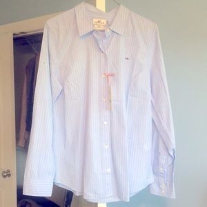 Vineyard Vines blue pin stripe button down